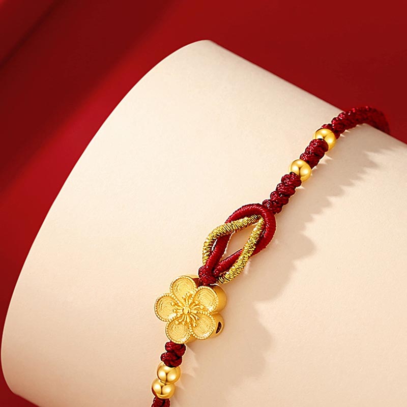 Wear FengShui Handmade 925 Sterling Silver Cherry Blossoms Sakura Chalcedony Luck Bracelet