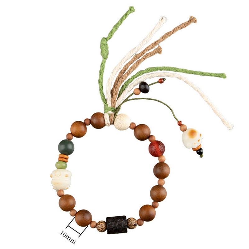Wear FengShui Lightning Strike Wood Bodhi Seed Cat Paw Claw Auspiciousness Protection Tassel Bracelet