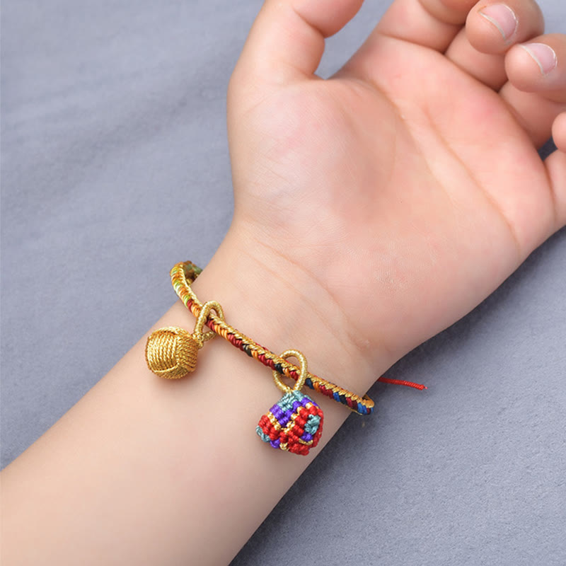 Wear FengShui Colorful Rope Luck Handmade Zongzi Golden Ball Charm Bracelet