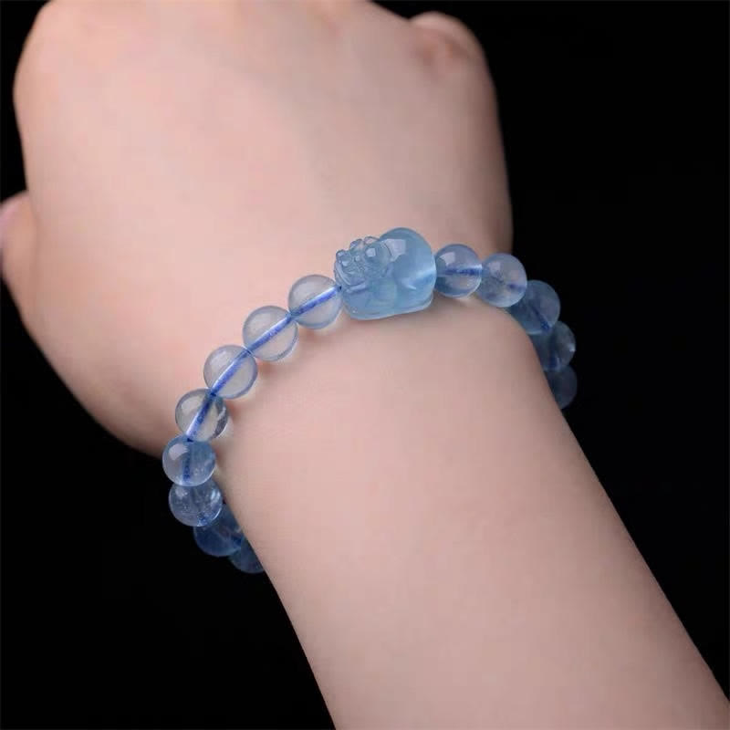 Wear FengShui Natural Aquamarine Pixiu Serenity Healing Bracelet