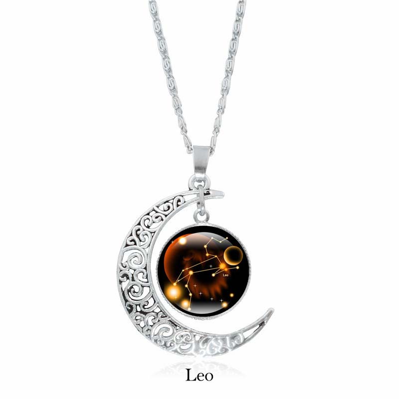 Wear FengShui 12 Constellations of the Zodiac Moon Protection Necklace Chain Pendant