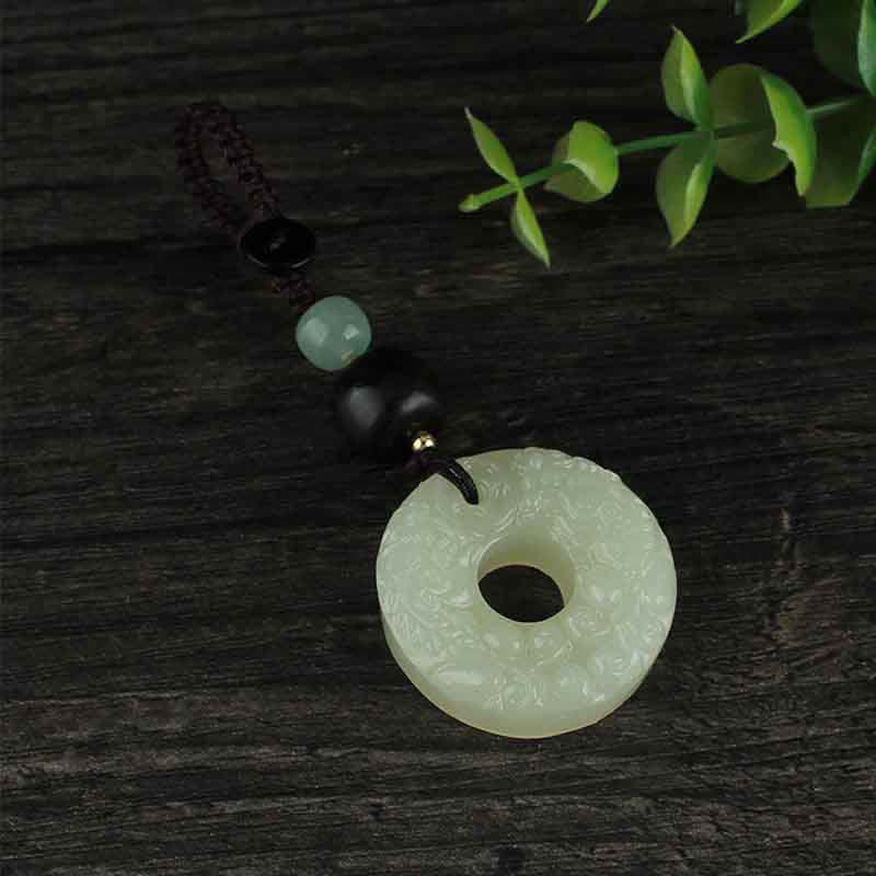 Wear FengShui PiXiu Jade Peace Buckle Abundance Wealth Key Chain