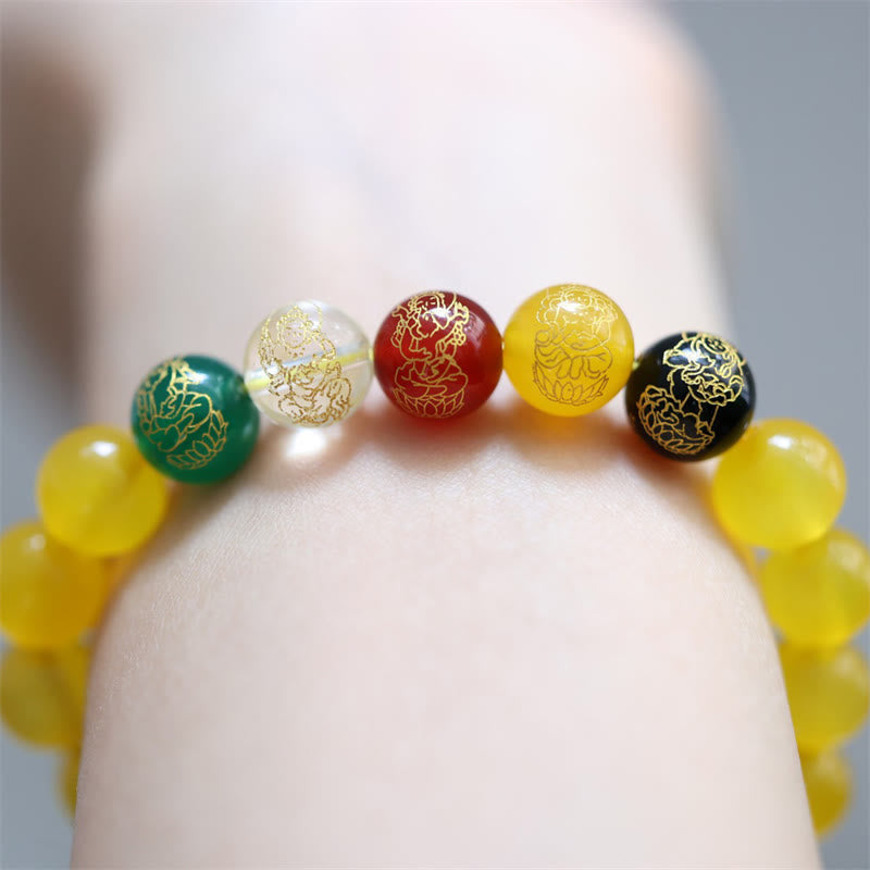 Wear FengShui Five Elements God of Wealth Various Agate Crystal Wealth Bracelet