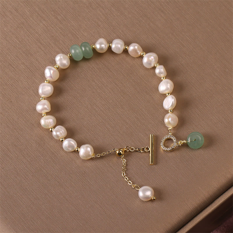 Wear FengShui Pearl Green Strawberry Quartz Bead Healing Chain Bracelet