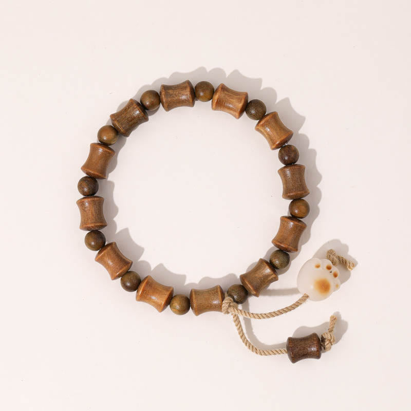 Wear FengShui Green Sandalwood Bodhi Seed Cat Claw Bamboo Peace Bracelet