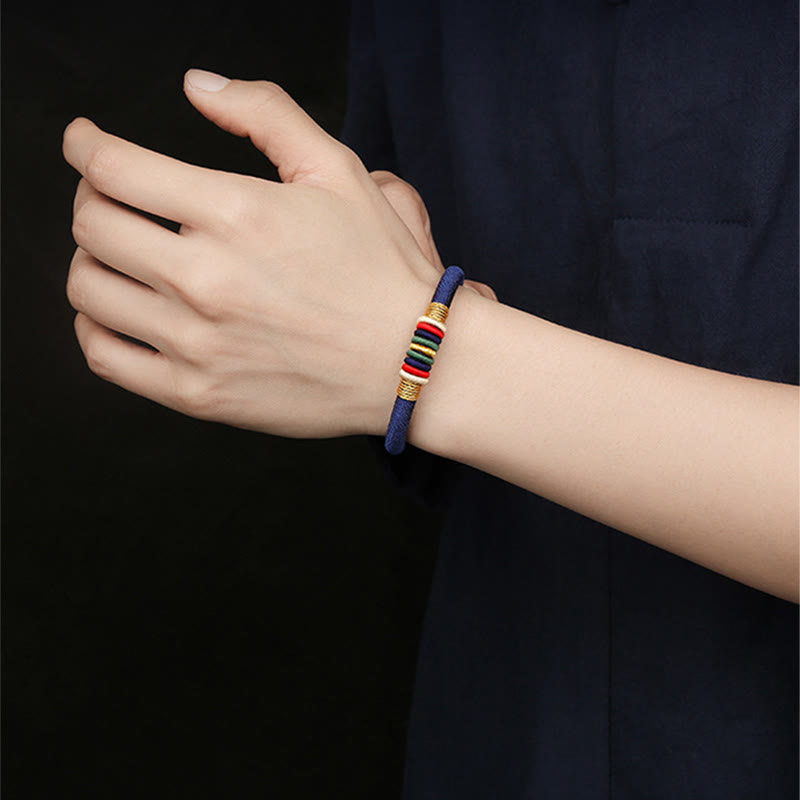 Wear FengShui Tibetan Handmade Colorful King Kong Knot Five Elements Luck Braid String Bracelet
