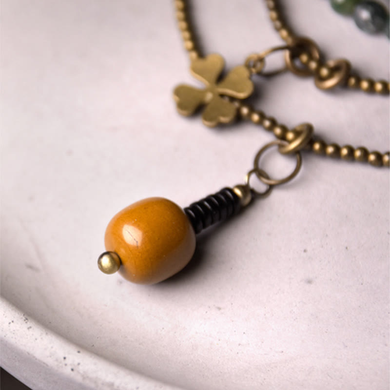 Wear FengShui Moss Agate Copper Lucky Multilayer Bracelet