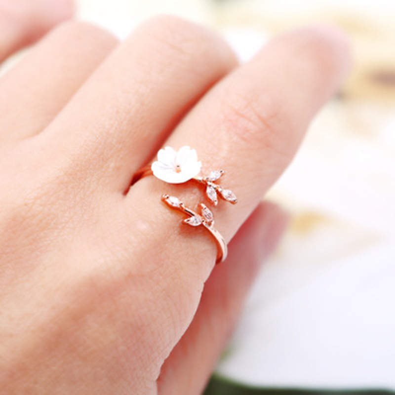 Wear FengShui Plum Blossom Leaf Pattern Copper Luck Ring