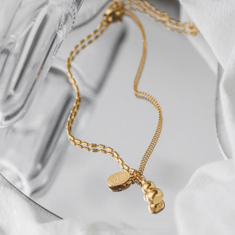 Wear FengShui 18k Gold Plated Copper Lucky Gourd Design Wealth Buckle Anklet