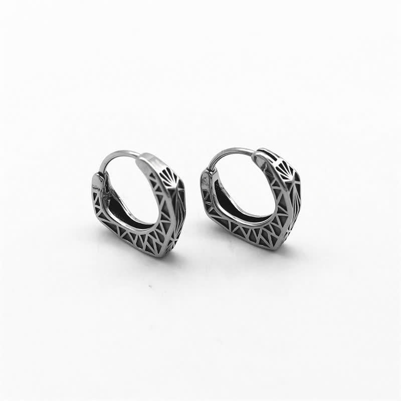 Wear FengShui Viking Hoop Titanium Steel Balance Earrings