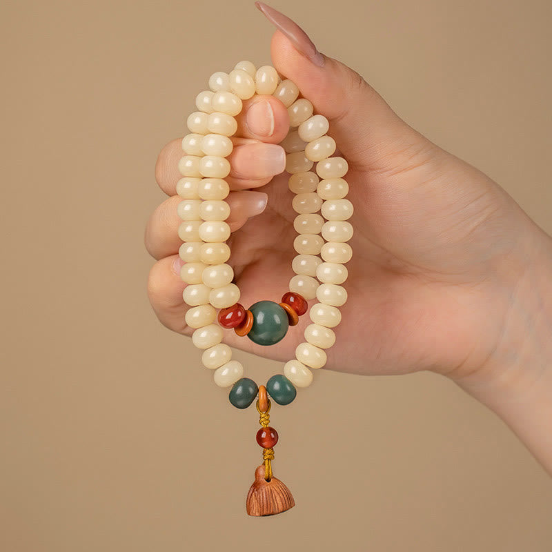 Wear FengShui Bodhi Seed Lotus Pod Charm Peace Double Wrap Bracelet