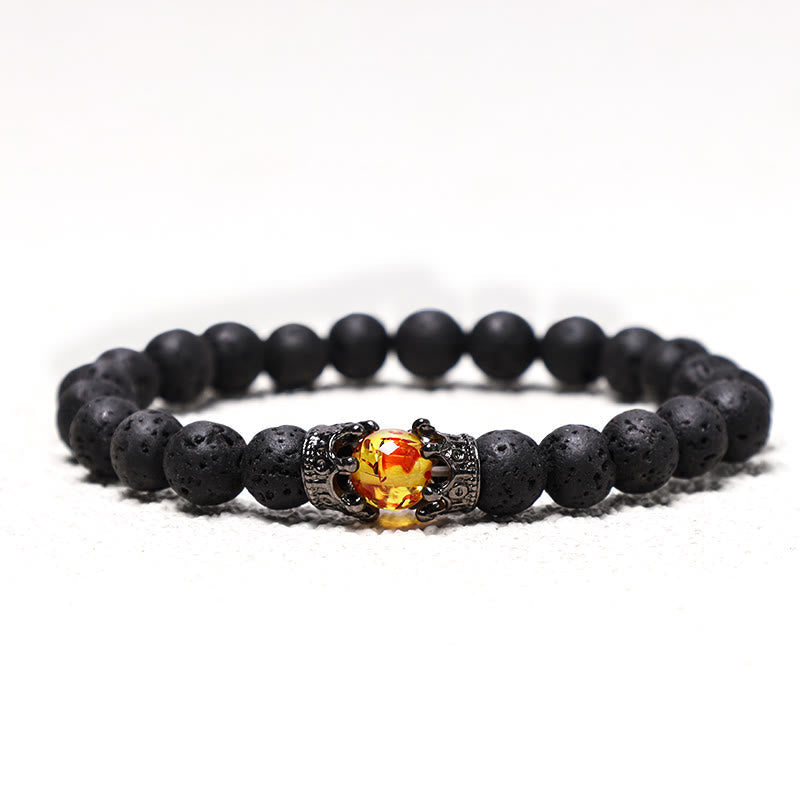 Wear FengShui Natural Stone King&Queen Crown Healing Energy Beads Couple Bracelet