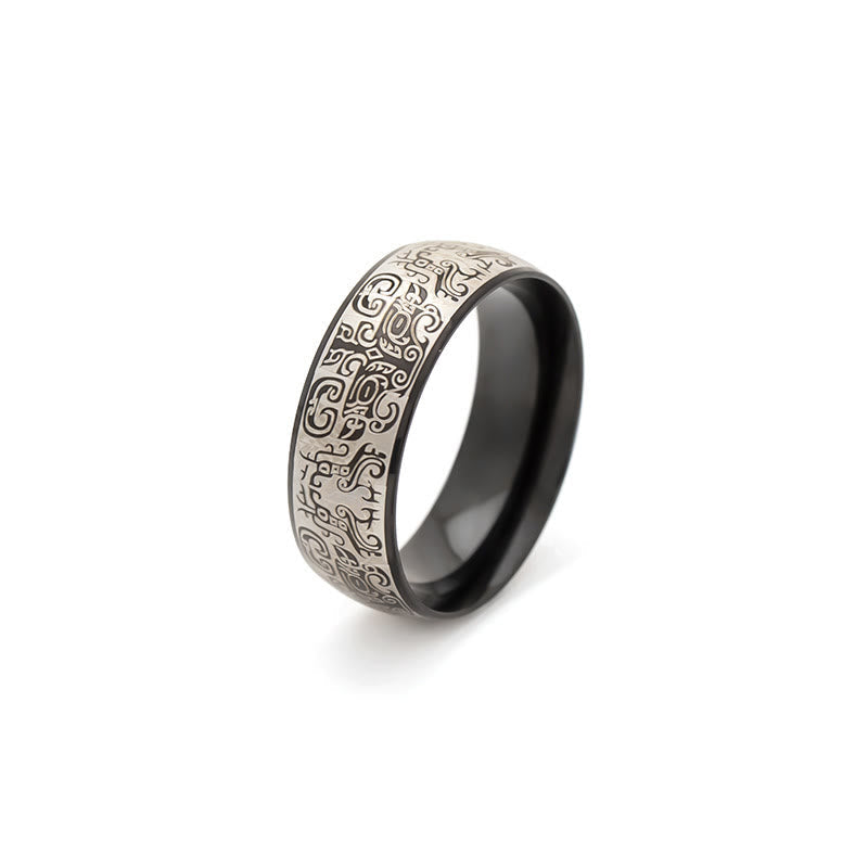 Wear FengShui Lucky Mythological Creature Taotie Wealth Titanium Steel Ring