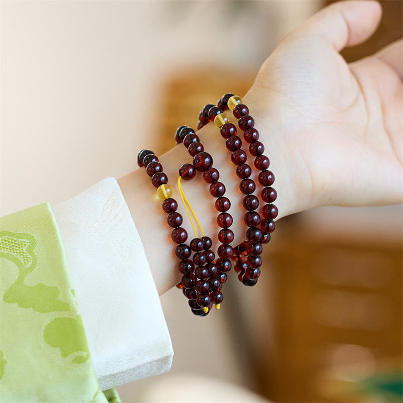 Wear FengShui Natural 108 Mala Beads Amber Clear Anxiety Bracelet