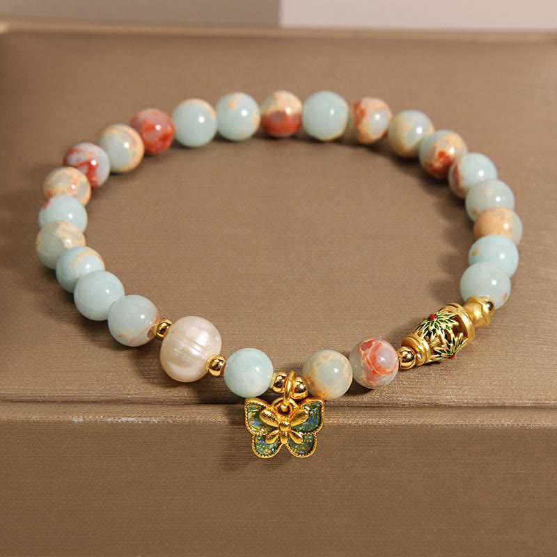 Wear FengShui Shoushan Stone Pearl Butterfly Wealth Bracelet