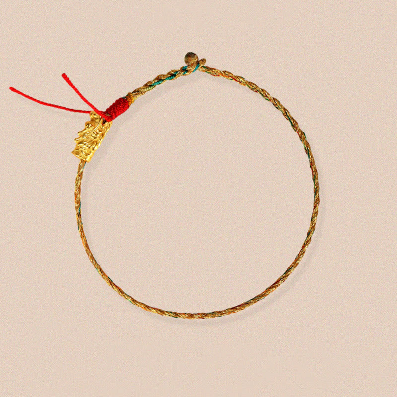 Wear FengShui Year of the Dragon Handmade Colorful Dragon Carved Success Braided Bracelet