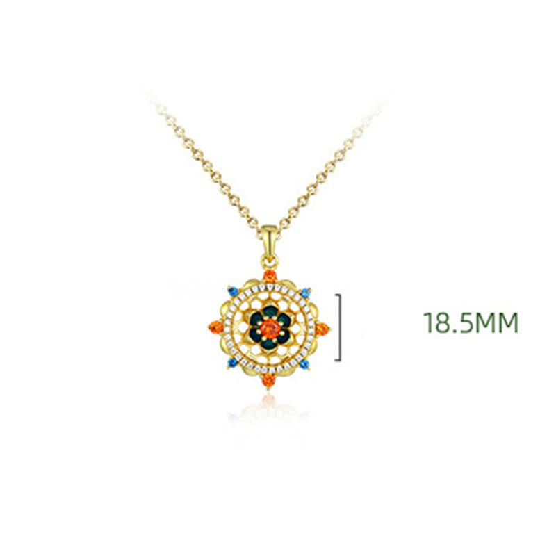 Wear FengShui 925 Sterling Silver Lotus Flower Colorful Zircon New Beginning Necklace Pendant