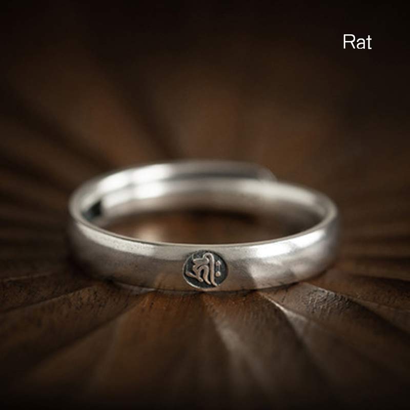 Wear FengShui 925 Sterling Silver Chinese Zodiac Natal Buddha Blessing Couple Ring