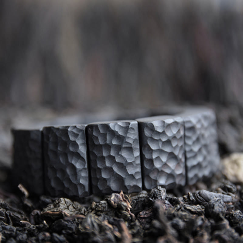 Wear FengShui Vintage Ebony Wood Texture Peace Couple Bracelet