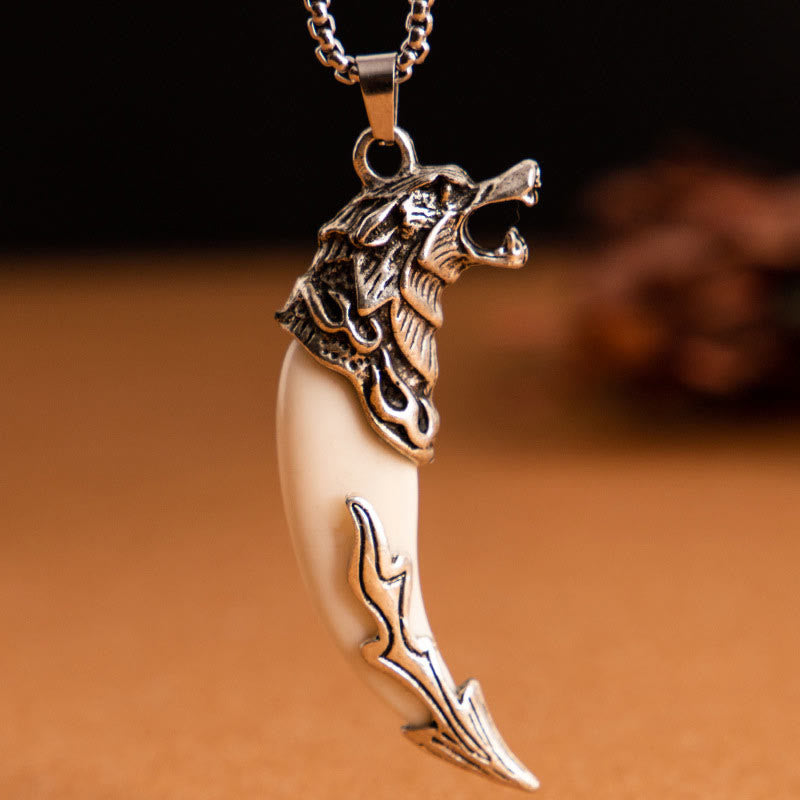 Wear FengShui Imitation Wolf Tooth Titanium Steel Balance Necklace Pendant