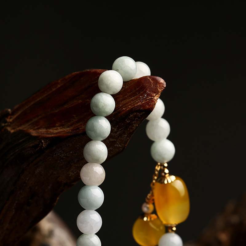 Wear FengShui Natural White Jade Agate Protection Bracelet