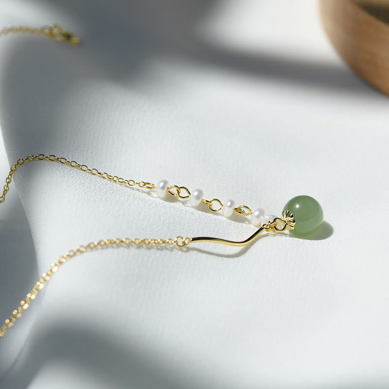 Wear FengShuiNatural Hetian Jade Pearl Luck Bead Necklace Pendant