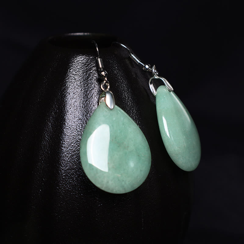 Wear FengShui Natural Aventurine Dangle Healing Drop Earrings