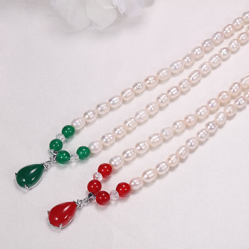 Wear FengShui Pearl Bead Waterdrop Calm Peace Necklace Pendant