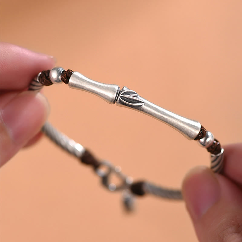 Wear FengShui 999 Sterling Silver Bamboo Pattern Cicada Luck Wealth Bracelet