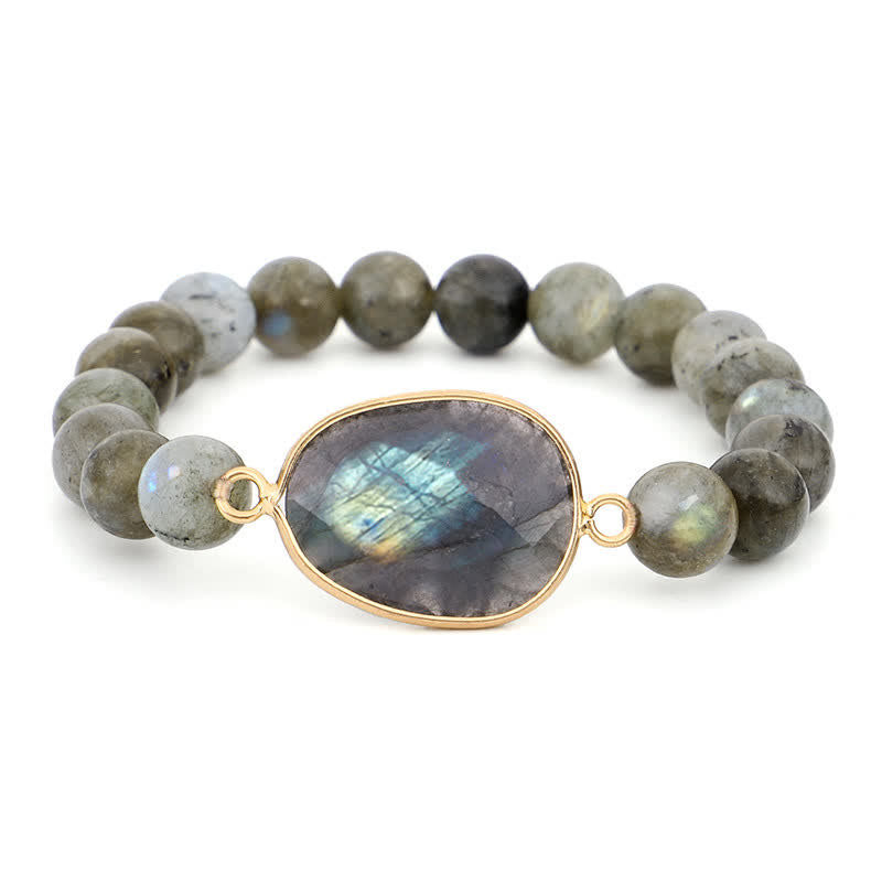 Wear FengShui Natural Labradorite Moonstone Support Healing Beaded Bracelet