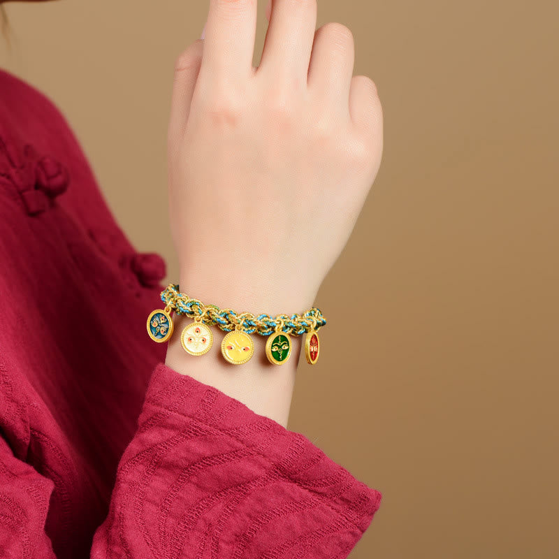 Wear FengShui Tibetan Five God Of Wealth Luck Handcrafted Braid String Bracelet