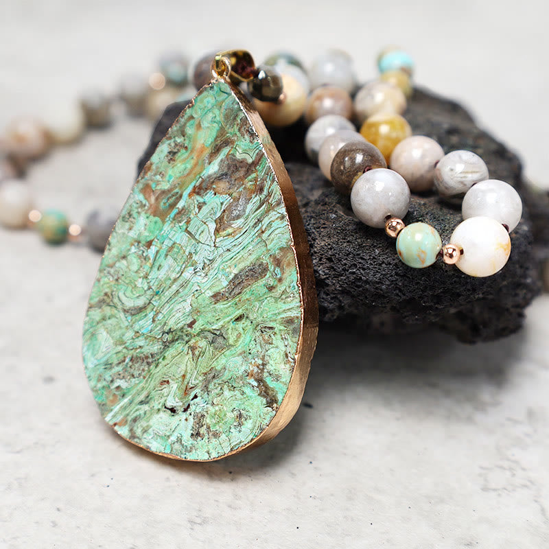 Wear FengShui Natural Ocean Picasso Jasper Beaded Healing Neckace
