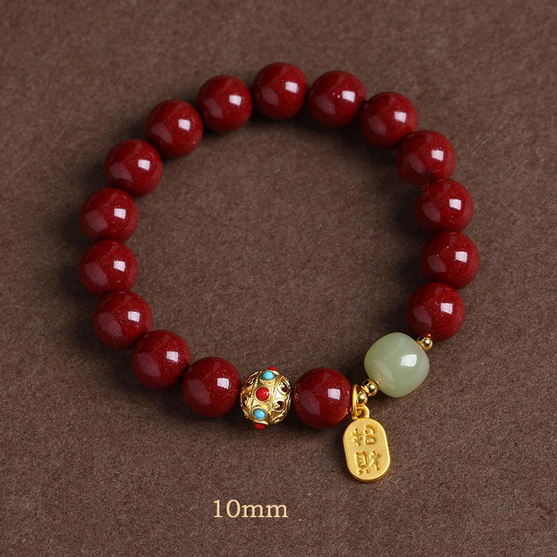 Wear FengShui Cinnabar Green Aventurine Fortune Protection Charm Bracelet