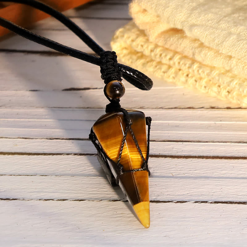 Wear FengShui Natural Stone Pointed Pendant Necklace