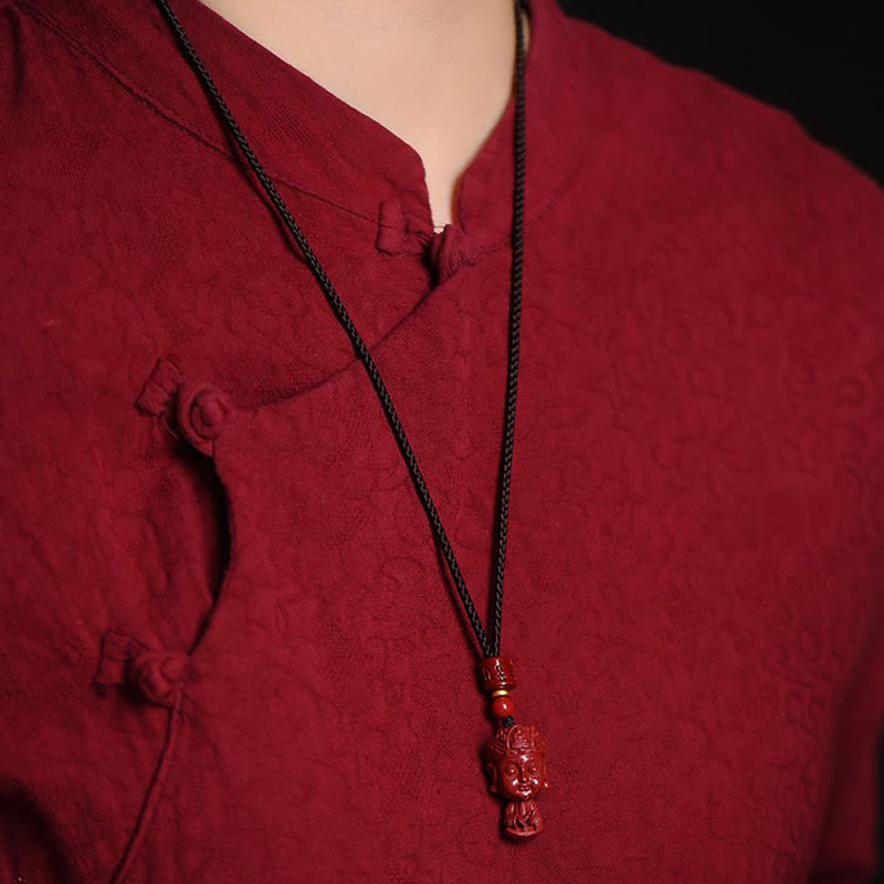 Wear FengShui Chinese Zodiac Natal Buddha Natural Cinnabar Amulet Keep Away Evil Spirits Necklace Pendant
