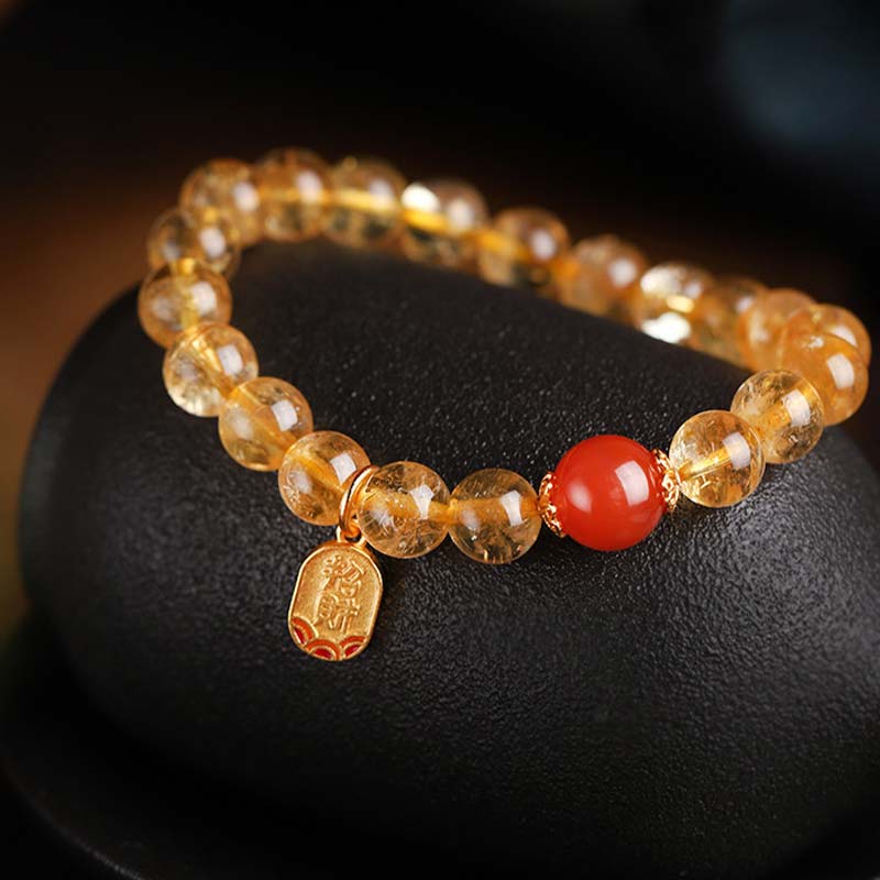 Wear FengShui Citrine Red Agate Fortune Charm Bracelet