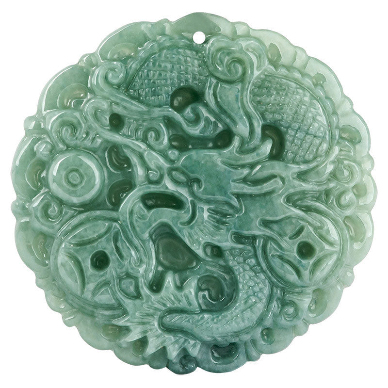 Wear FengShui Chinese Zodiac Dragon Jade Fortune Necklace String Pendant