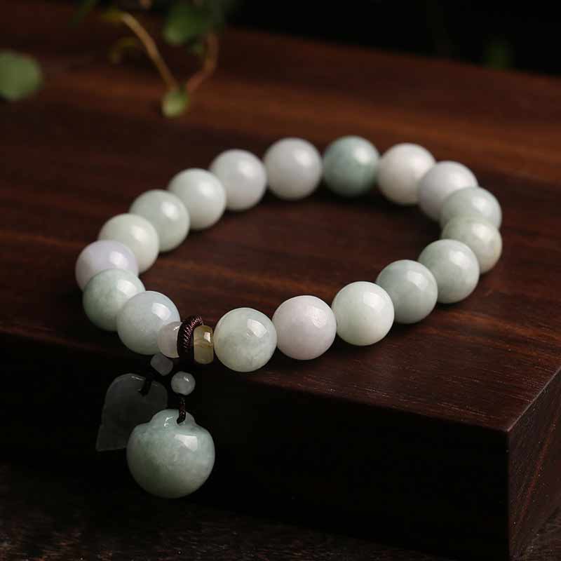 Wear FengShui Natural Jade Pi Xiu Buddha Gourd Apple Success Bracelet