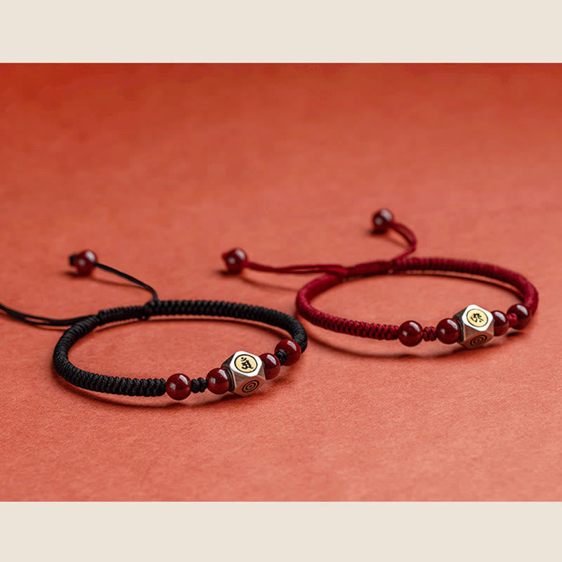 Wear FengShui 925 Sterling Silver Chinese Zodiac Natal Buddha Cinnabar Calm Bracelet