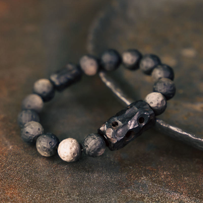Wear FengShui Silver Sheen Obsidian Ebony Wood Soothing Bracelet