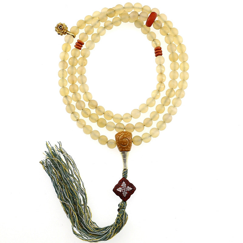 Wear FengShui 108 Mala Beads Tibet Sheep Horn Amber Luck Bracelet