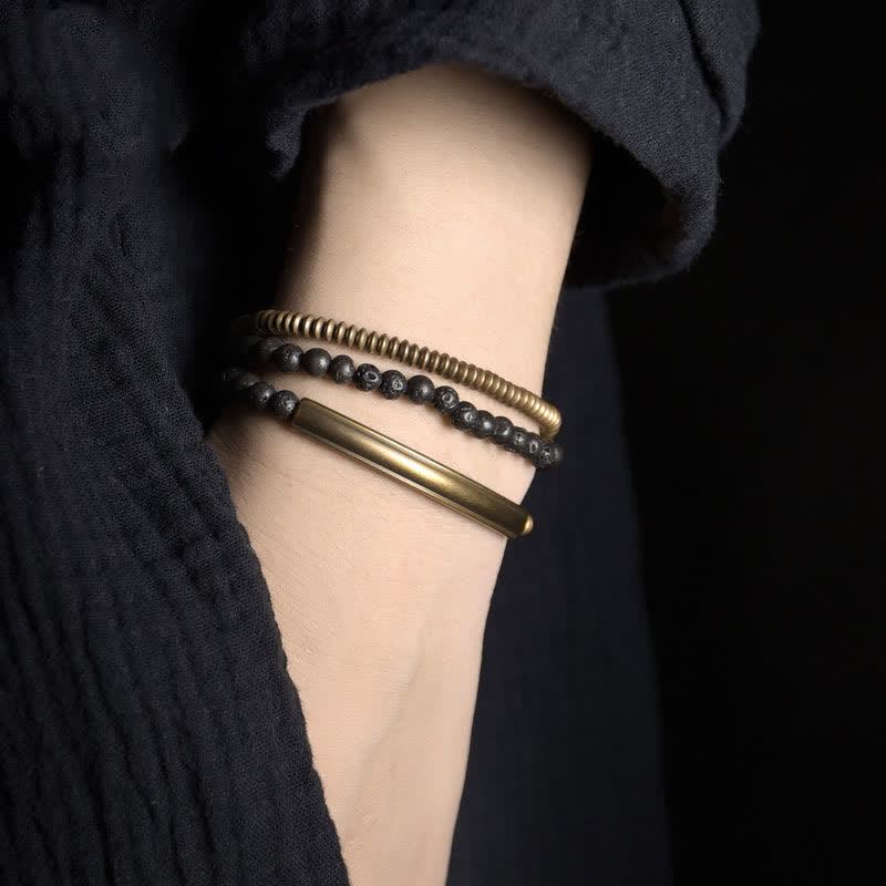 Wear FengShui Vintage Lava Rock Copper Support Bracelet