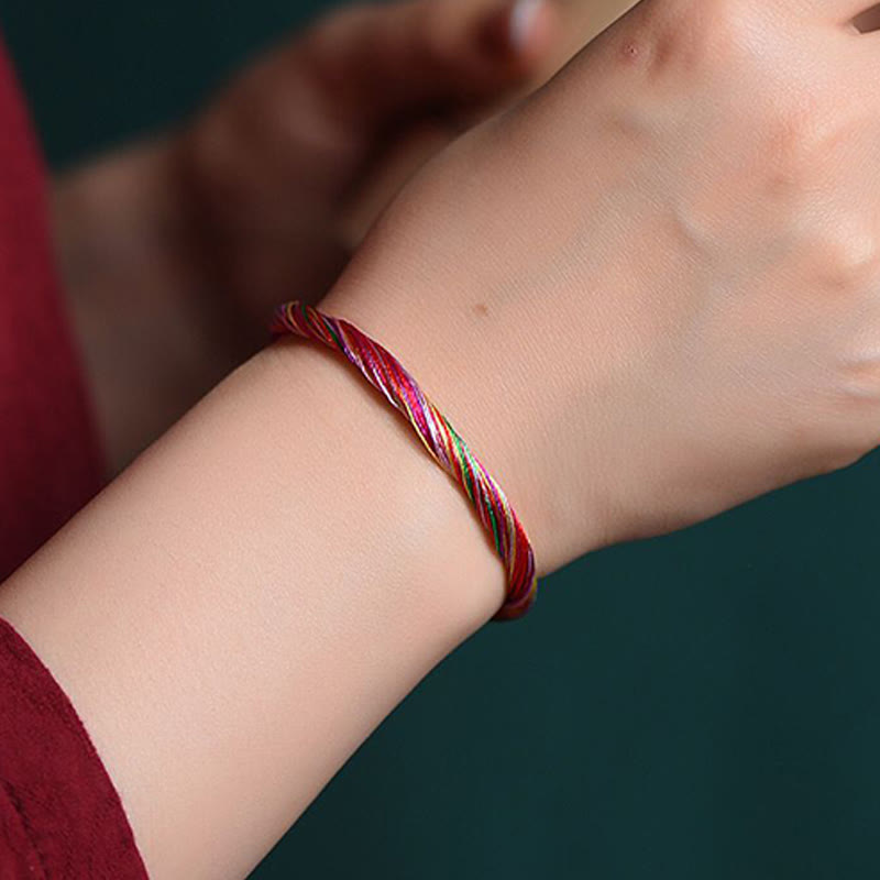 Wear FengShui Tibetan Handmade Five Colorful Thread Dragon Boat Festival Protection Adult Child String Bracelet