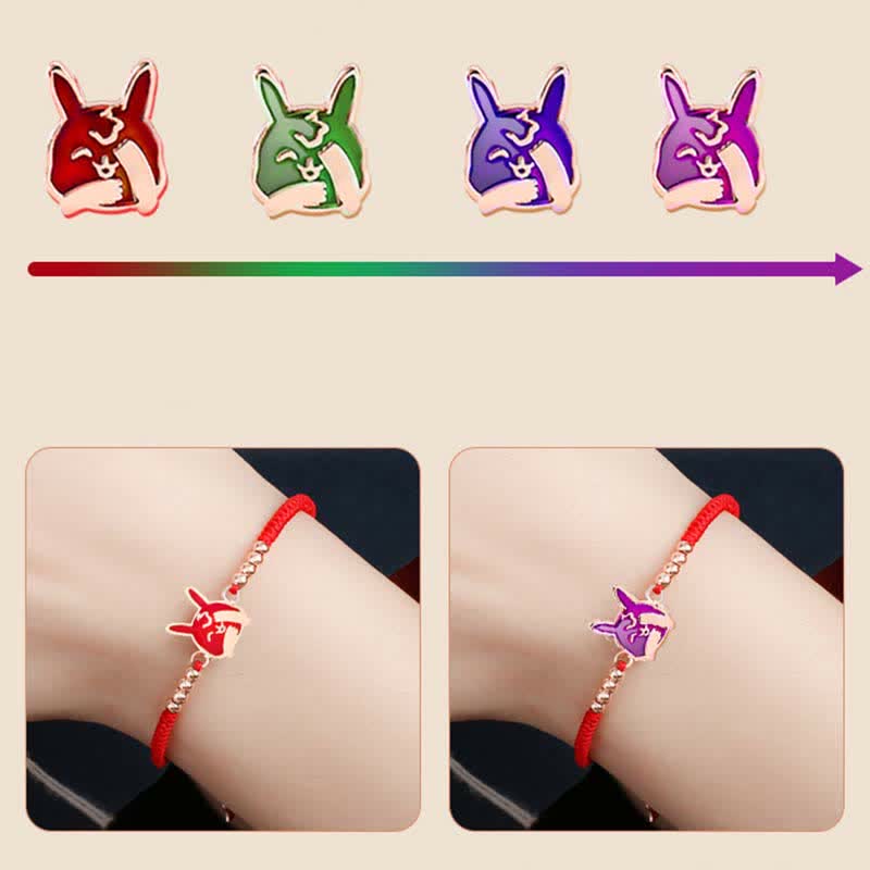 Wear FengShui 925 Sterling Silver Chinese Zodiac Luck Faith Discolor Red String Bracelet