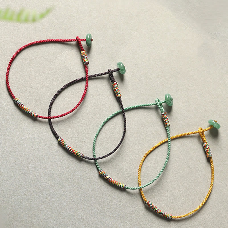 Wear FengShui Tibetan Handmade Green Aventurine Luck Protection Braided Rope Bracelet