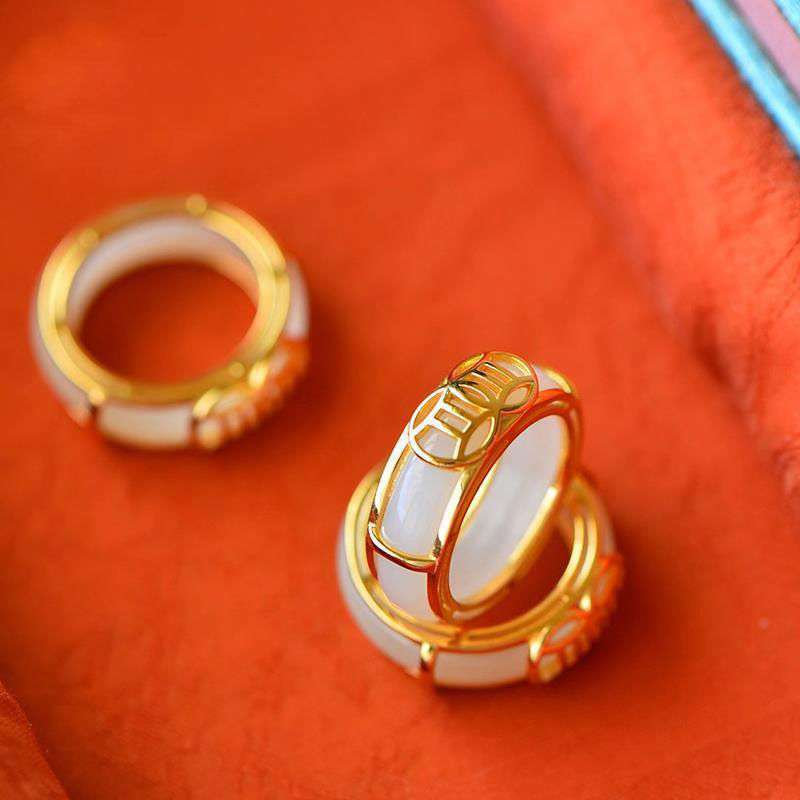 Wear FengShui White Jade Luck Ring Necklace