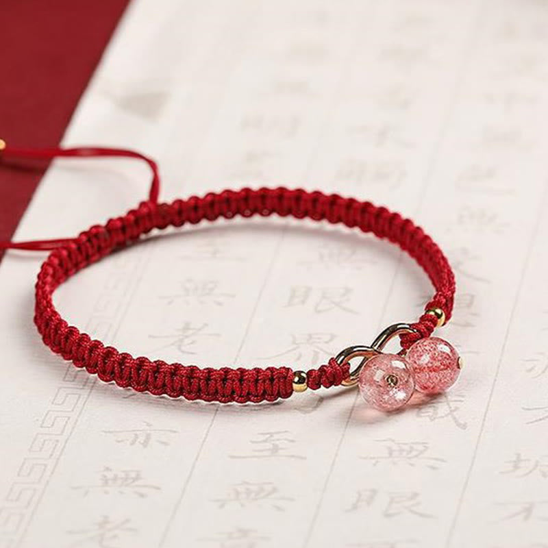 Wear FengShui Natural Strawberry Quartz Amethyst Green Phantom Bead Positive Bracelet