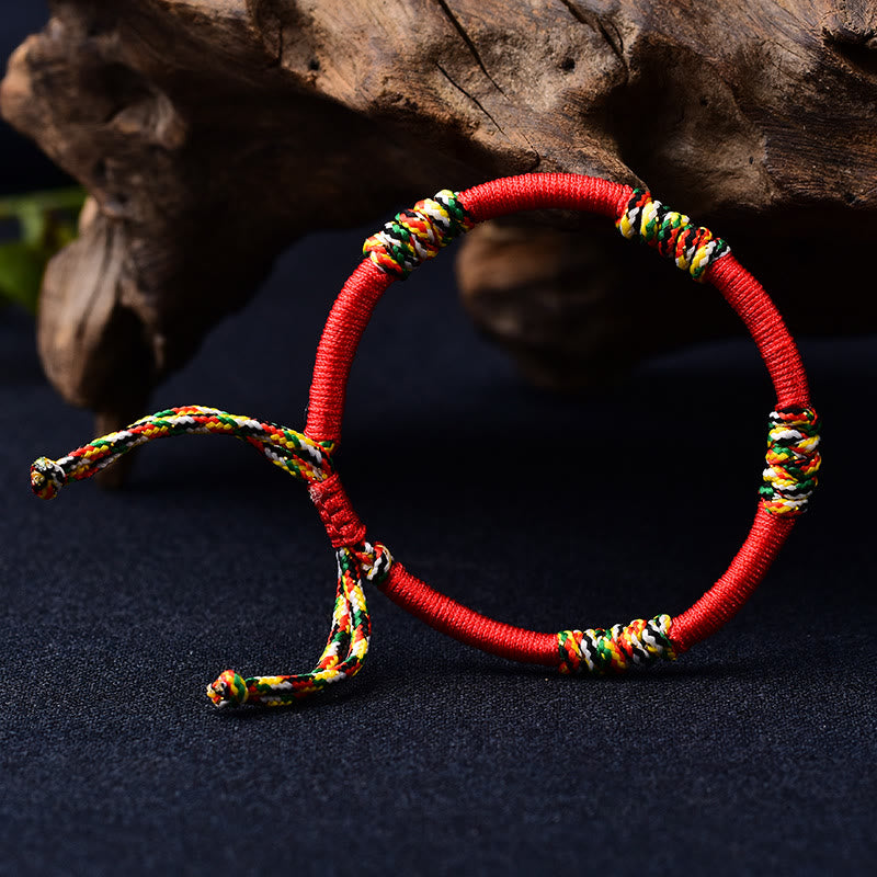 Wear FengShui Tibetan Handmade Colorful King Kong Knot Lucky Protection Braid String Bracelet