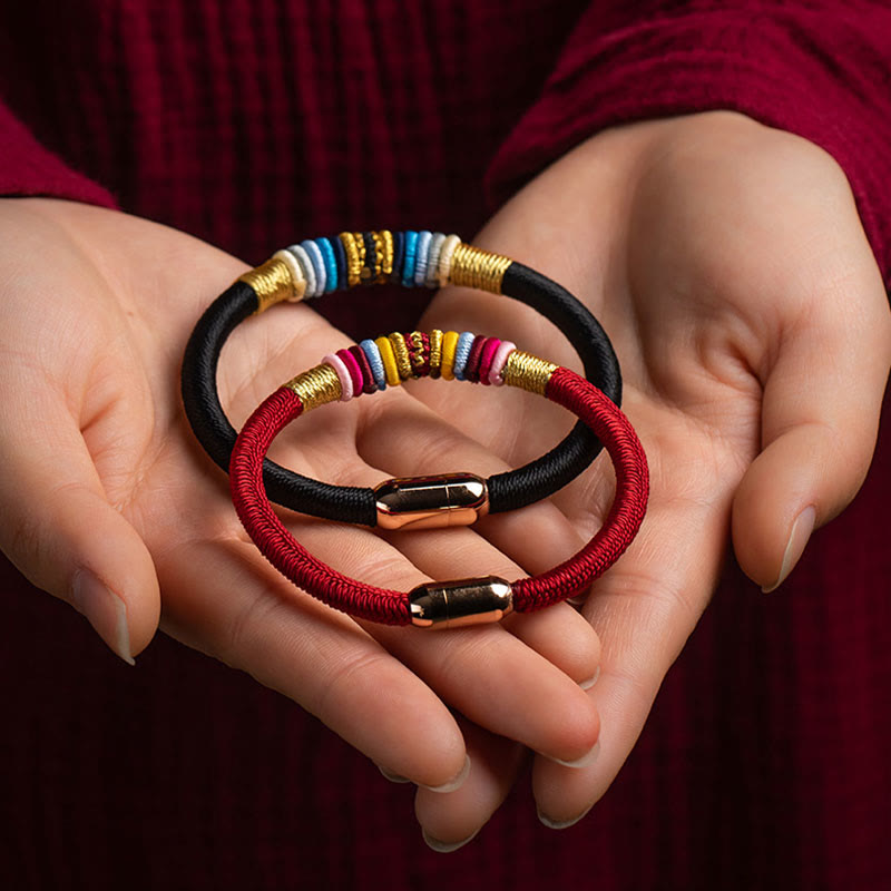 Wear FengShui Tibetan Handmade King Kong Knot Protection Magnetic Buckle Braided Bracelet