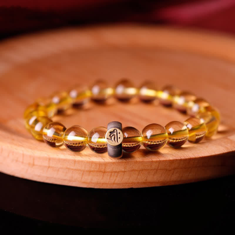 Wear FengShui 925 Sterling Silver Chinese Zodiac Natal Buddha Citrine Protection Bracelet